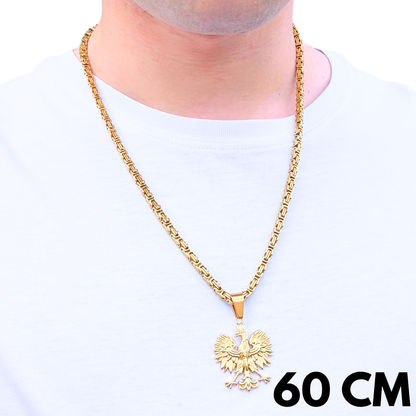 SET - Gold Royal Chain 4mm + Eagle Pendant Gold
