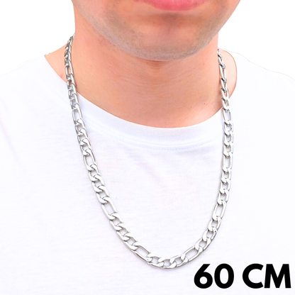 White Gold Figaro Chain - 9mm
