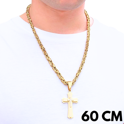 SET - Gold Royal Chain 6mm + Royal Cross Pendant Gold