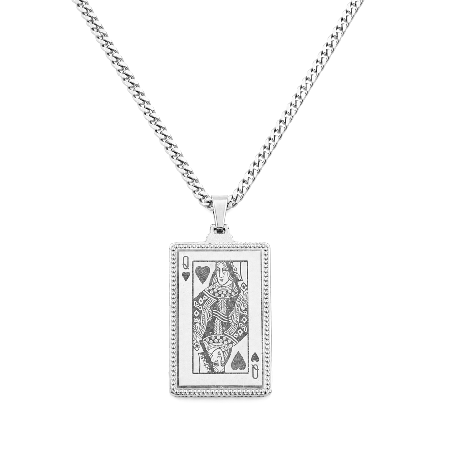 Queen Card Pendant White Gold