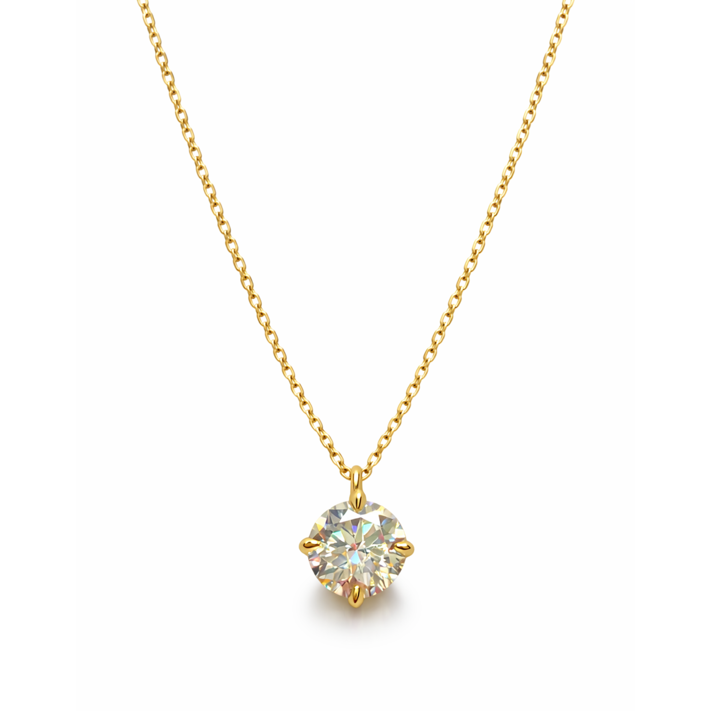 Women's Gold S925 Moissanite Crystal Necklace - 1ct