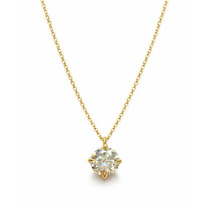 Women's Gold S925 Moissanite Crystal Necklace - 1ct