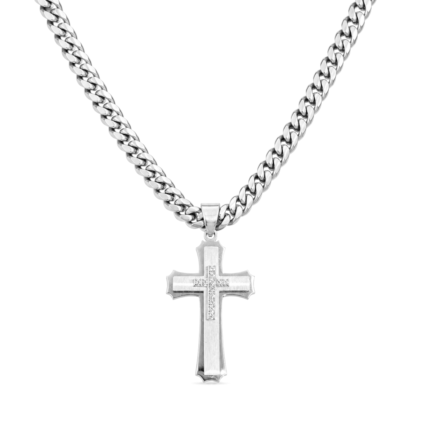 Royal Cross Pendant White Gold