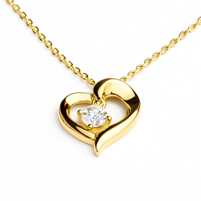 Women's Gold S925 Moissanite Heart Necklace
