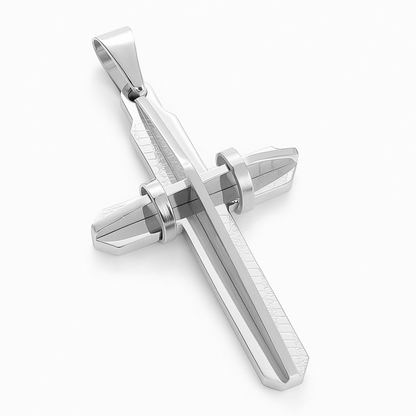 SET - Rope Chain 4mm + Modern Cross Pendant White Gold