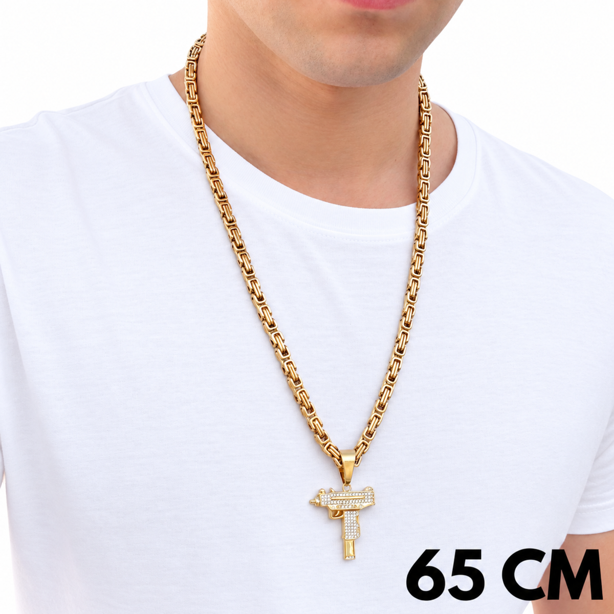 SET - Gold Royal Chain 6mm + UZI Pendant Gold