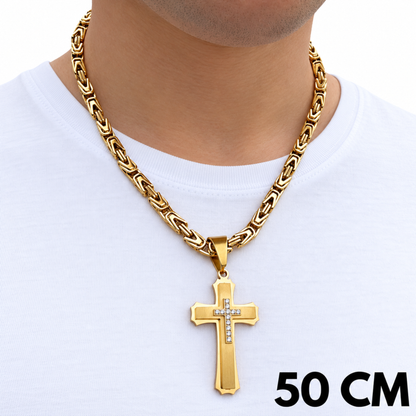 SET - Gold Imperial Chain 6mm + Royal Cross Pendant Gold