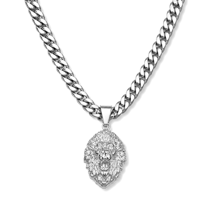 Lion Pendant White Gold