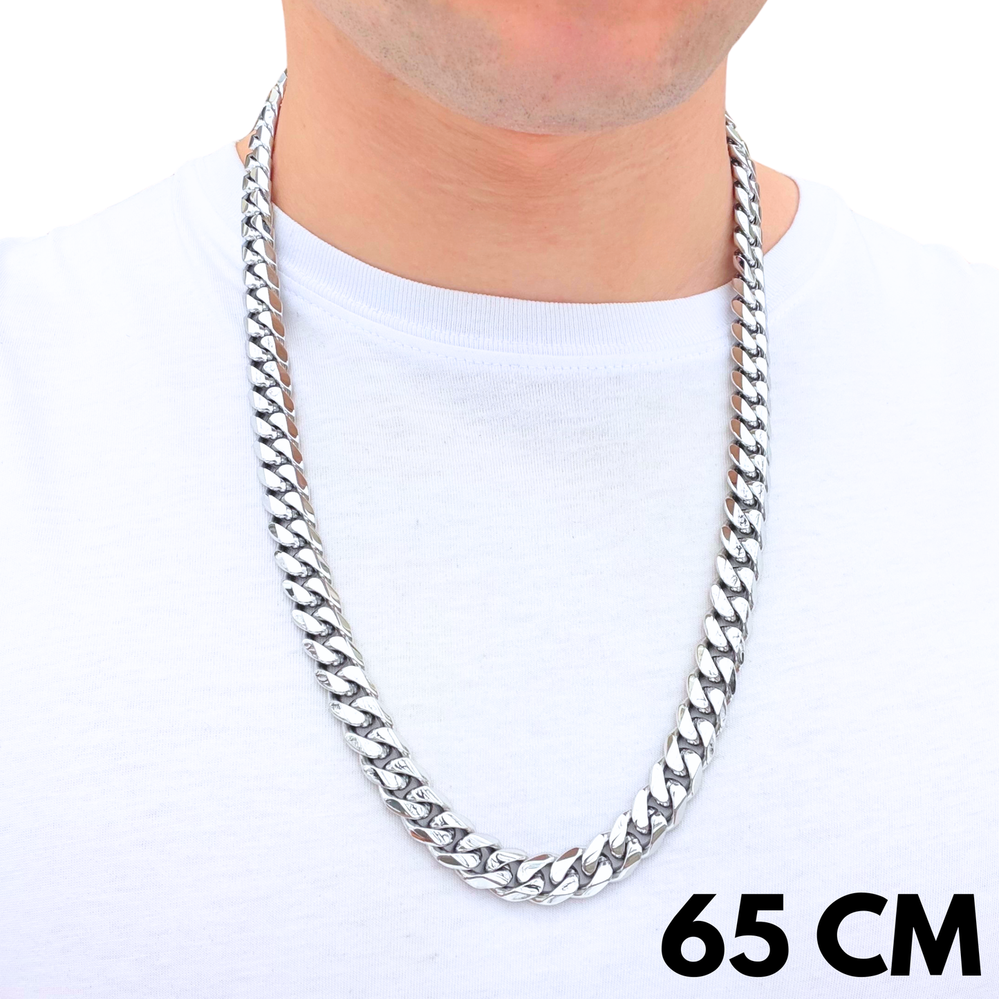 White Gold Cuban Chain - 12mm