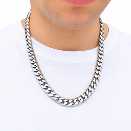 White Gold Cuban Chain - 12mm