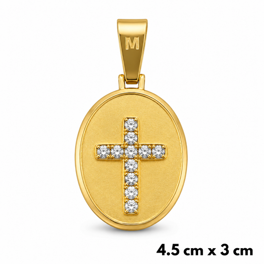 Double-Sided Pendant Jesus Cross Gold