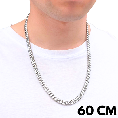 White Gold Cuban Chain - 8mm