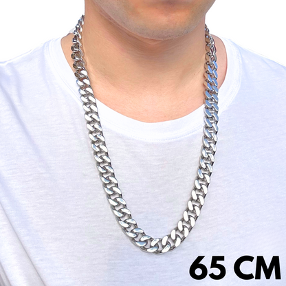 White Gold Cuban Chain - 14mm