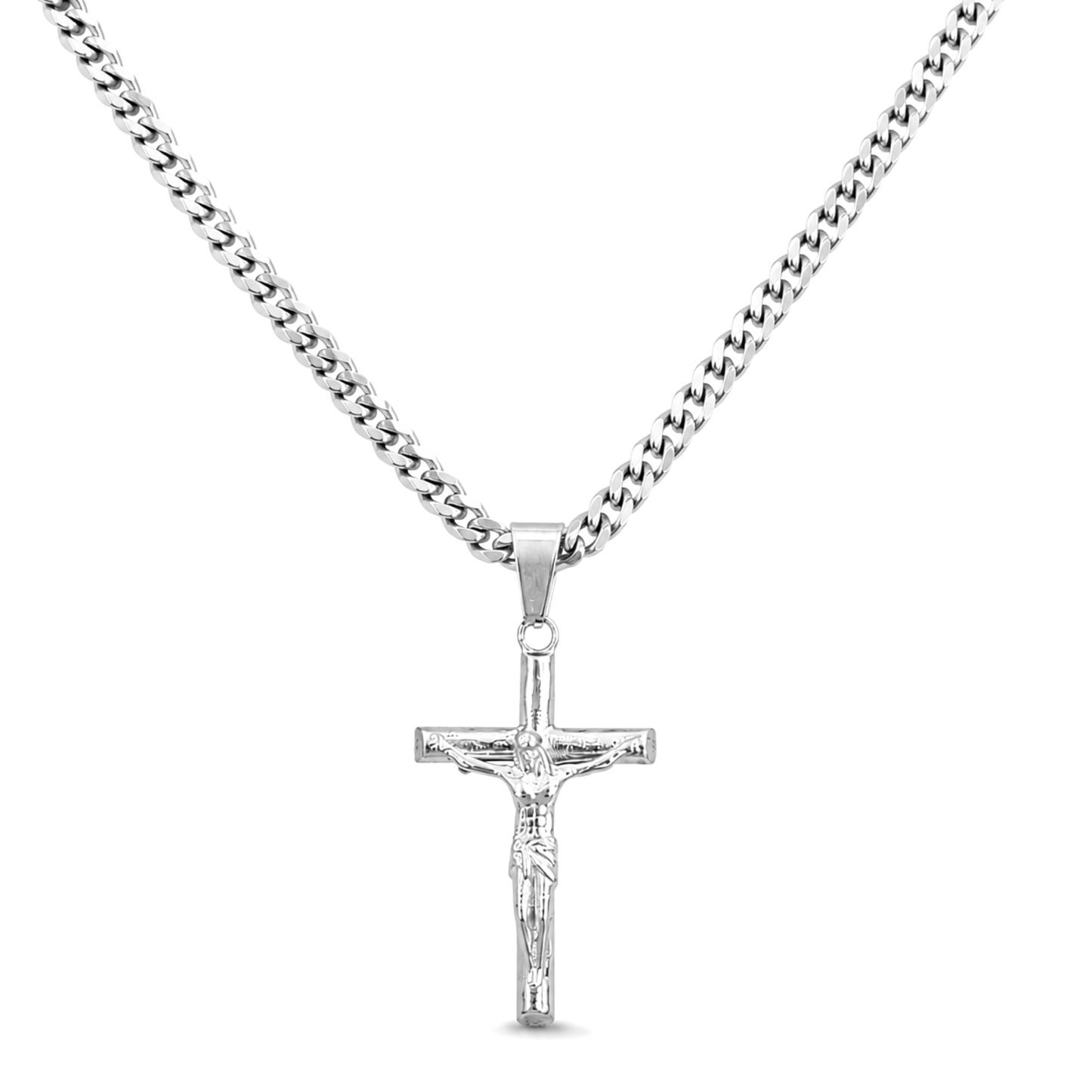 Crucifix Pendant White Gold