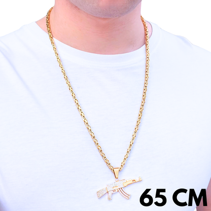 SET - Gold Royal Chain 4mm + AK Pendant Gold