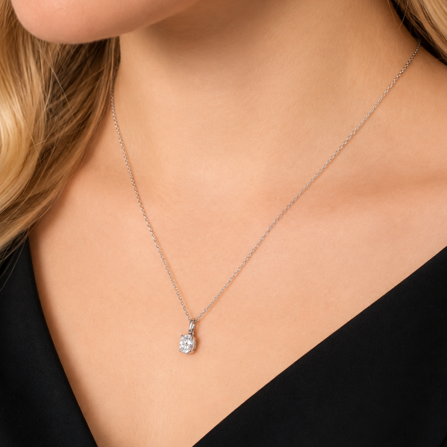 Naszyjnik Crystal Oval z Moissanitem 1 karat S925 Białe Złoto Damski