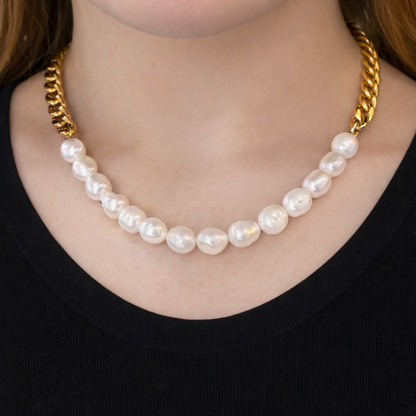 Women's Gold S925 Natural Pearl Necklace - 10mm