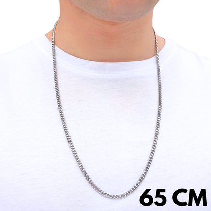 White Gold Cuban Chain - 3mm