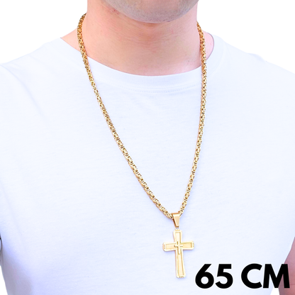 SET - Gold Royal Chain 4mm + Monarch's Cross Pendant Gold