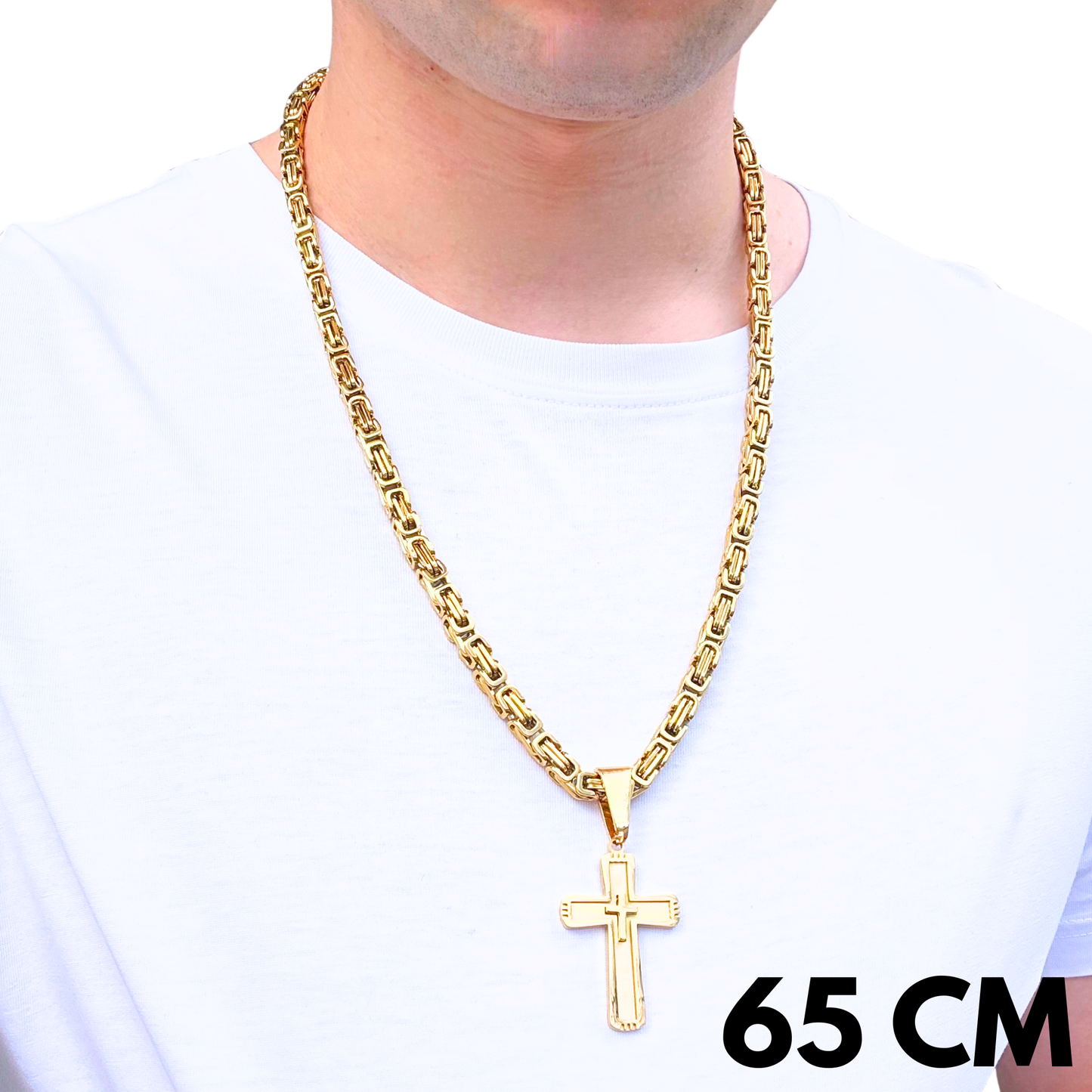 SET - Gold Royal Chain 6mm + Monarch's Cross Pendant Gold