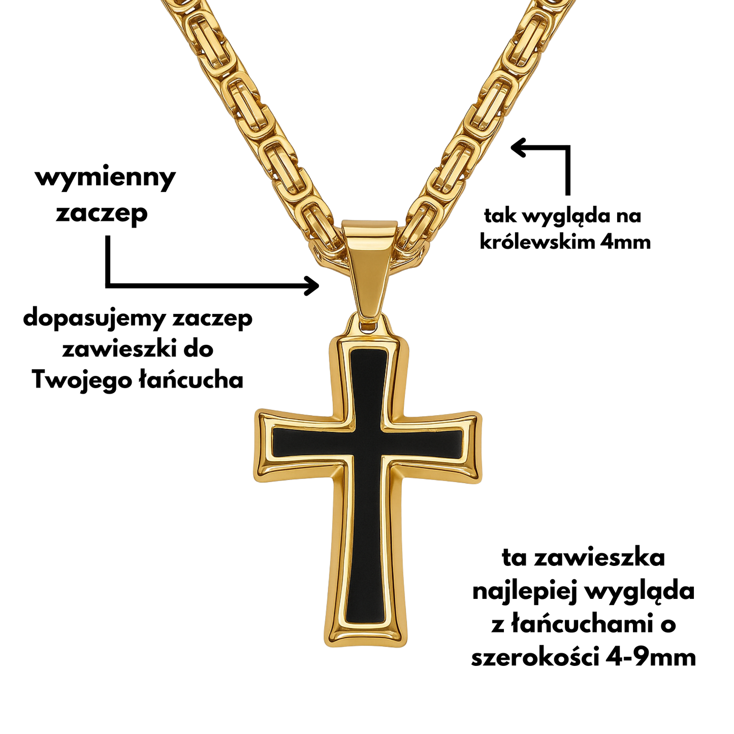 Black Cross Pendant Gold