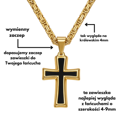 Black Cross Pendant Gold