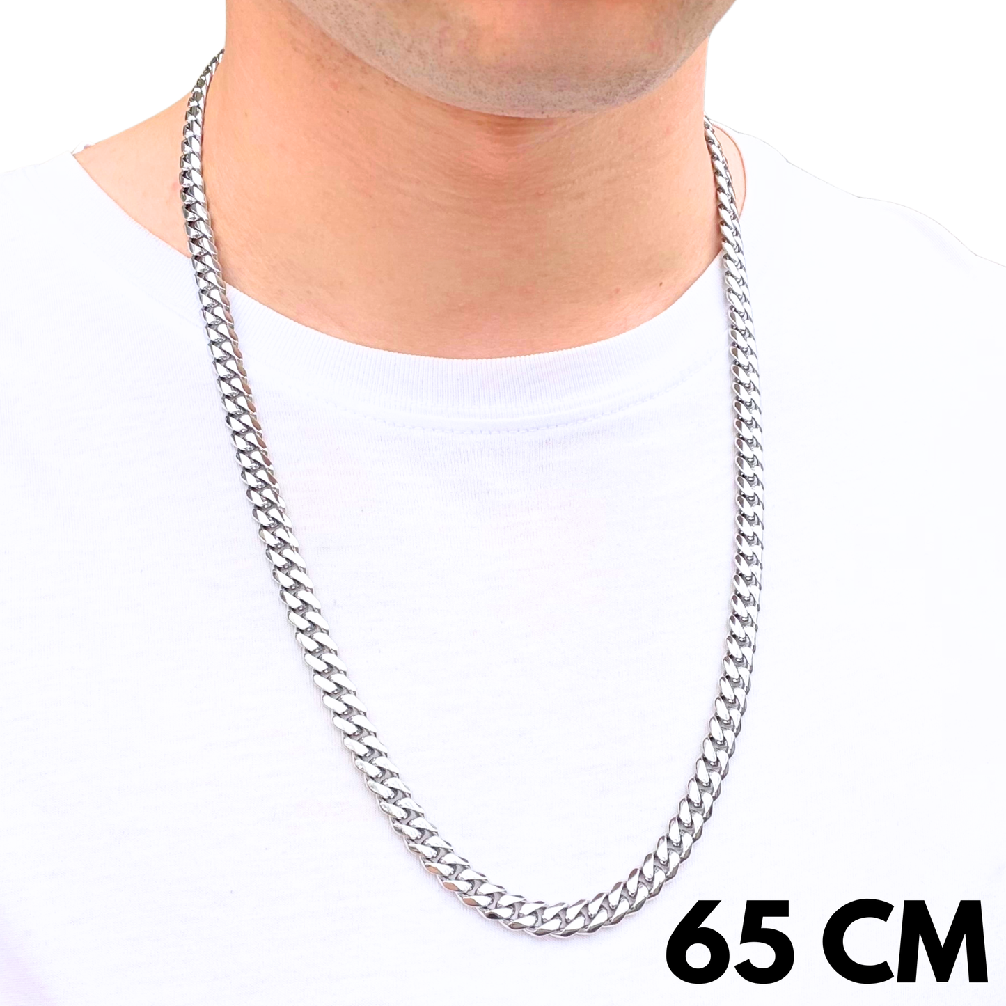 White Gold Cuban Chain - 8mm