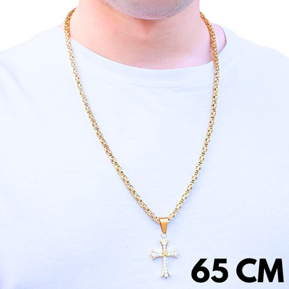 SET - Gold Royal Chain 4mm + Grand Cross Pendant Gold