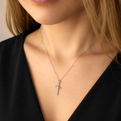 Women's S925 Moissanite Luna Cross Necklace - 0.30ct