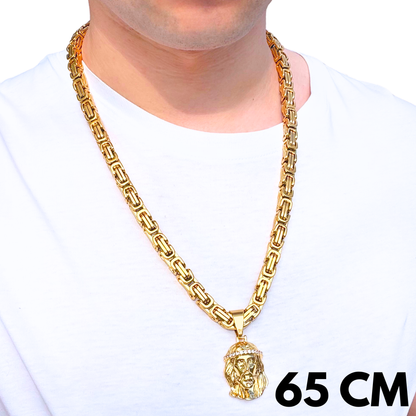 SET - Gold Royal Chain 6mm + Jesus Diamond Pendant Gold
