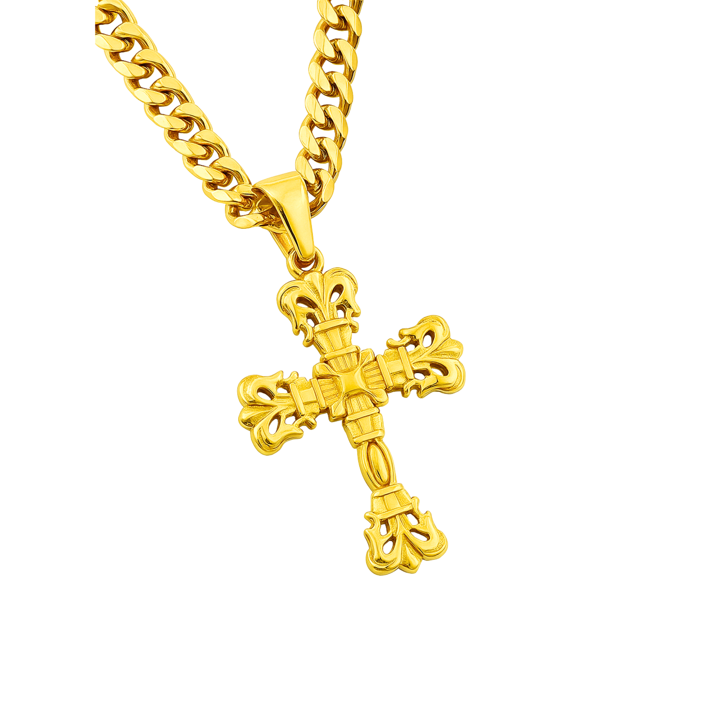 Baroque Cross Pendant Gold