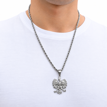 SET - Rope Chain 4mm + Eagle Pendant White Gold