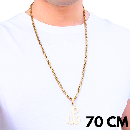 SET - Gold Royal Chain 4mm + Fighting Poland Pendant Gold