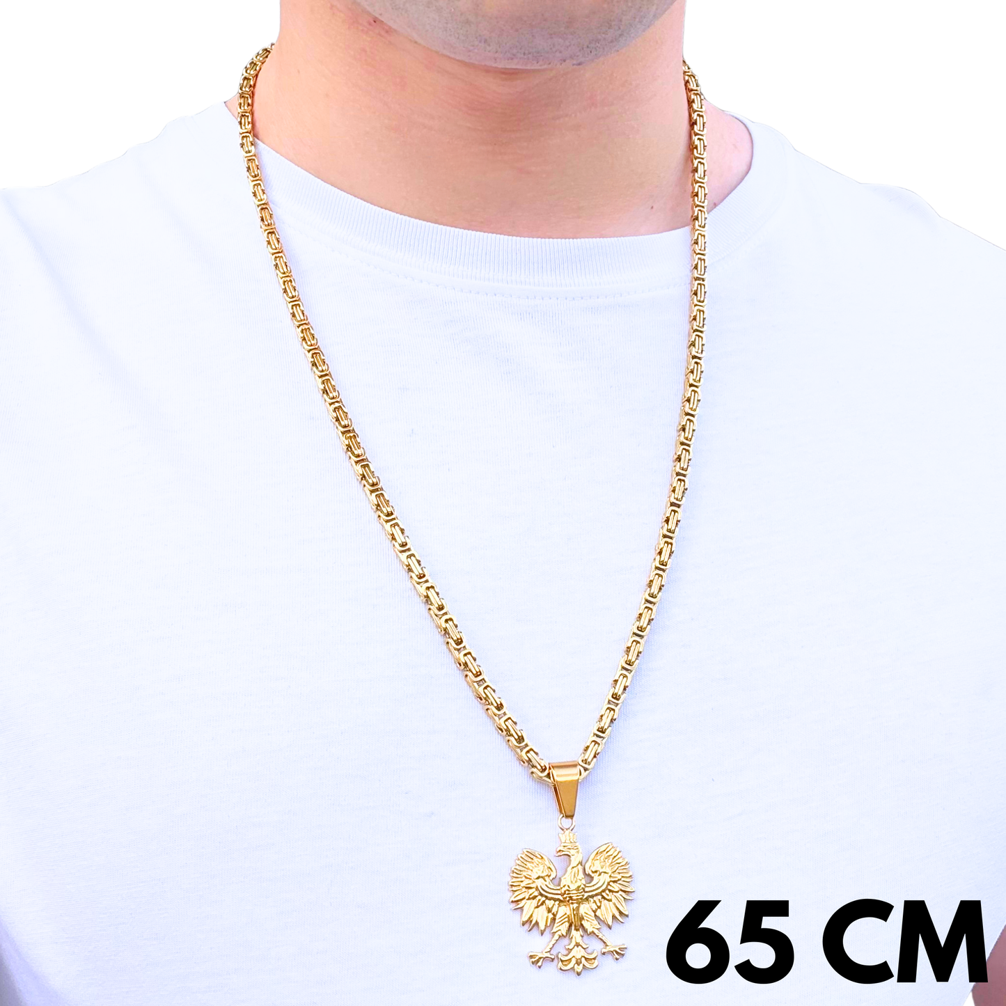 SET - Gold Royal Chain 4mm + Eagle Pendant Gold