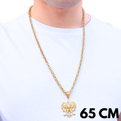 SET - Gold Royal Chain 4mm + Eagle Pendant Gold