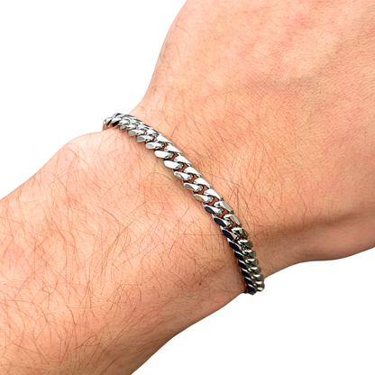 White Gold Cuban Bracelet - 6mm