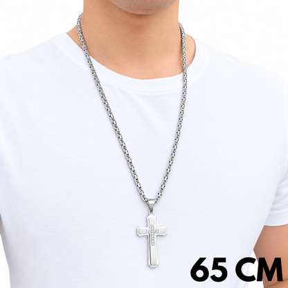 SET - Royal Chain 4mm + Royal Cross Pendant White Gold