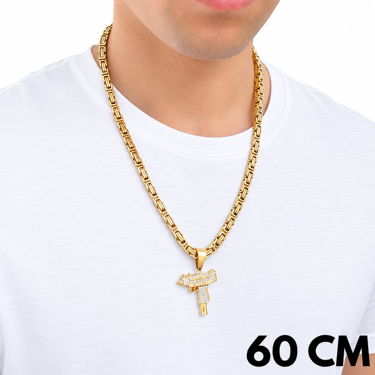 SET - Gold Royal Chain 6mm + UZI Pendant Gold