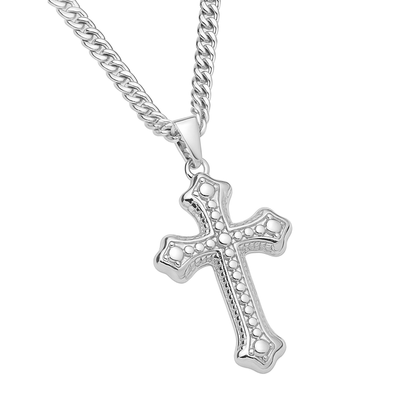 Bubble Cross Pendant White Gold