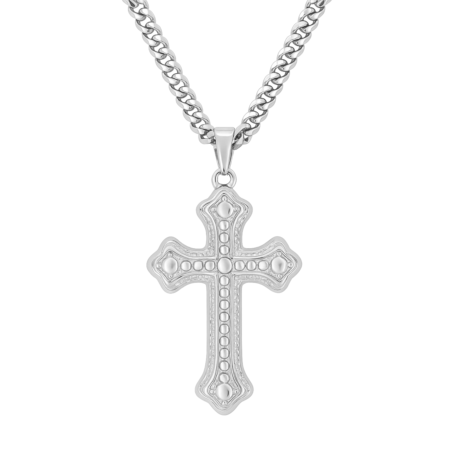 Bubble Cross Pendant White Gold