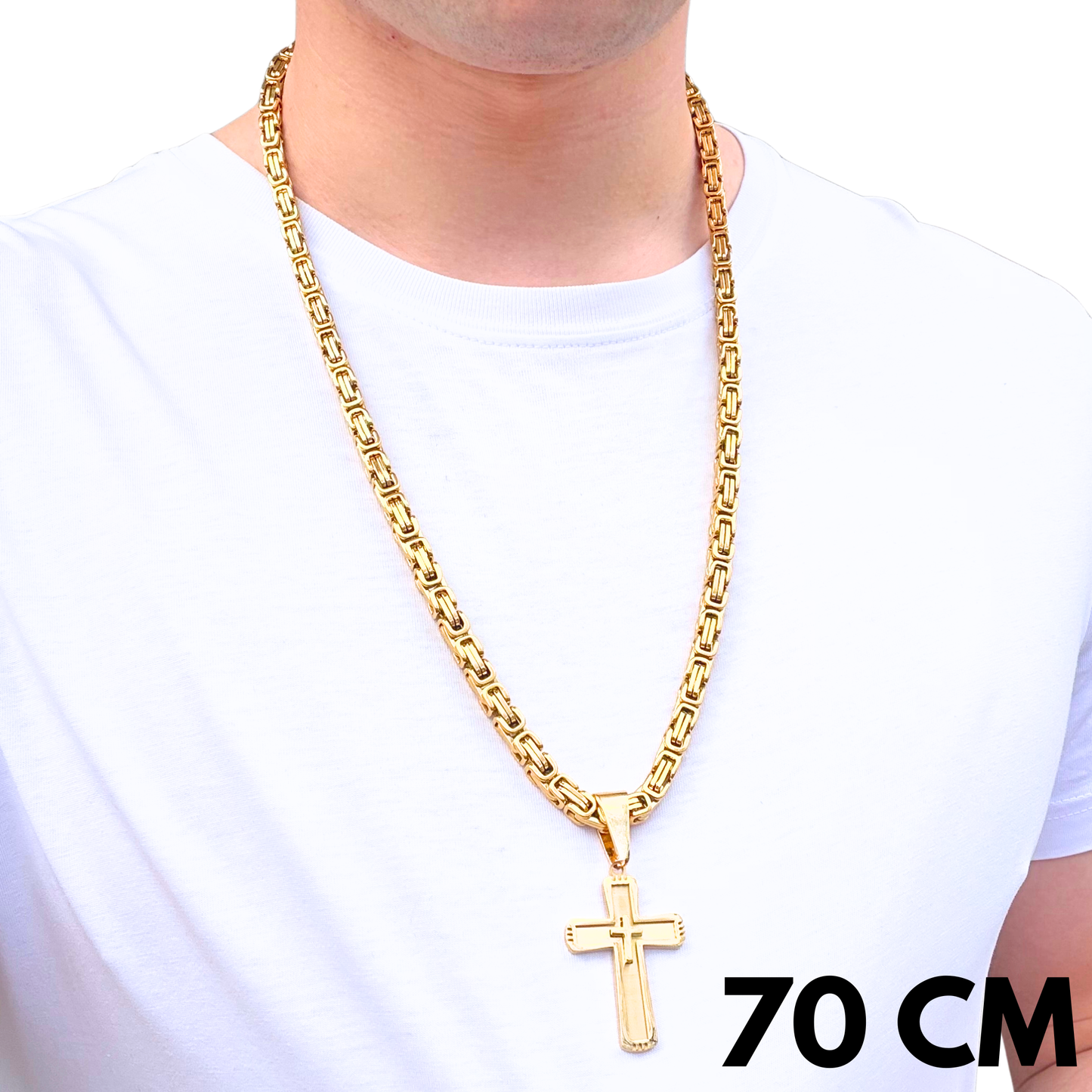 SET - Gold Royal Chain 6mm + Monarch's Cross Pendant Gold
