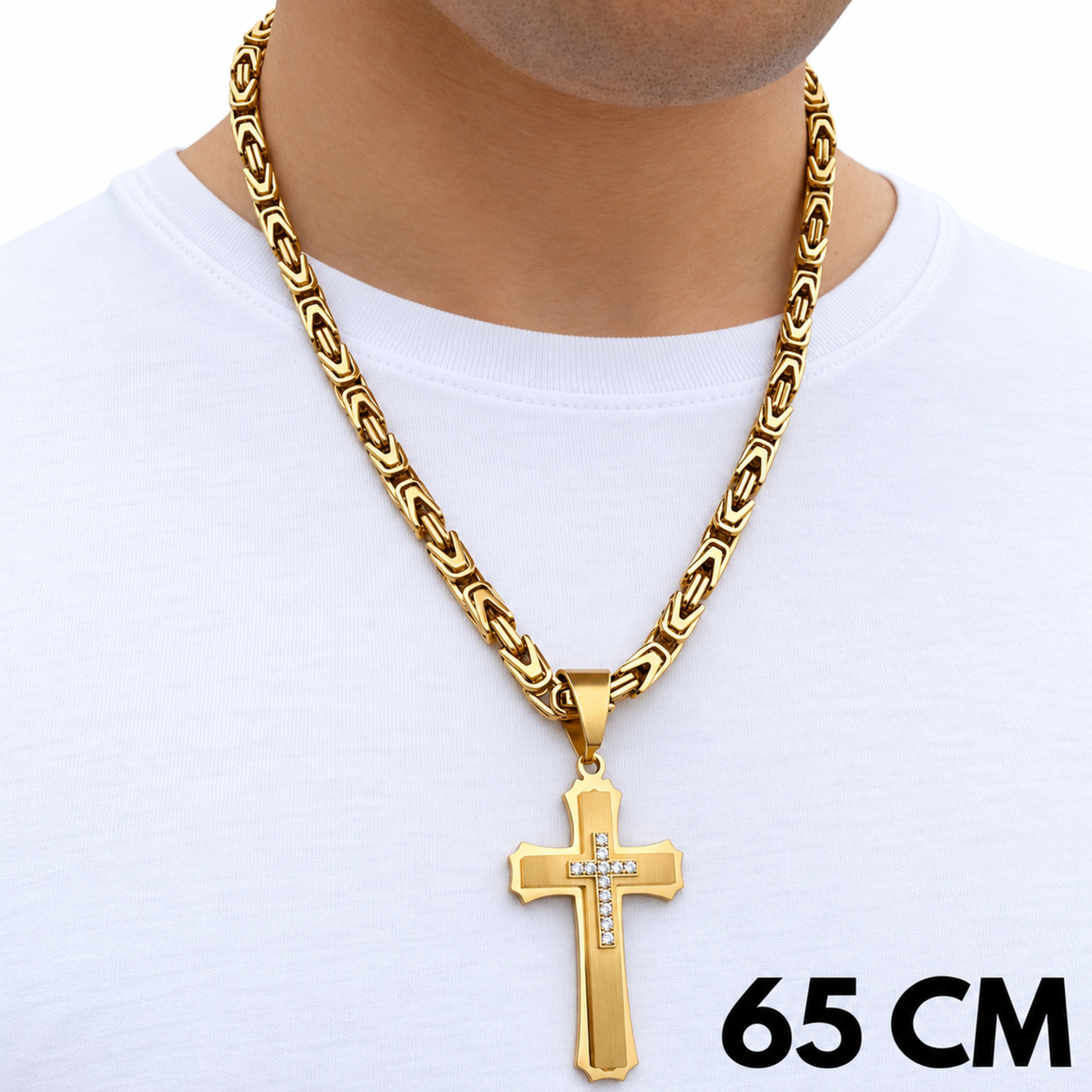 SET - Gold Imperial Chain 6mm + Royal Cross Pendant Gold