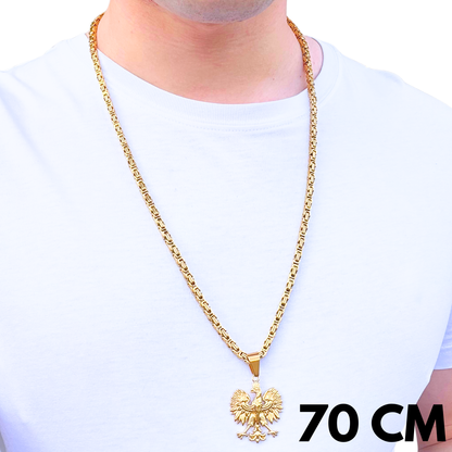 SET - Gold Royal Chain 4mm + Eagle Pendant Gold