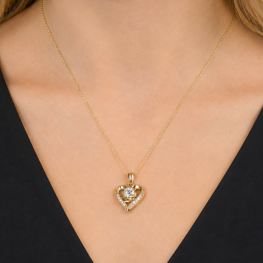 Naszyjnik Rose Flower Heart z Moissanitem 1 karat S925 Złoty Damski
