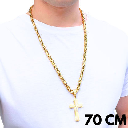 SET - Gold Royal Chain 6mm + Royal Cross Pendant Gold