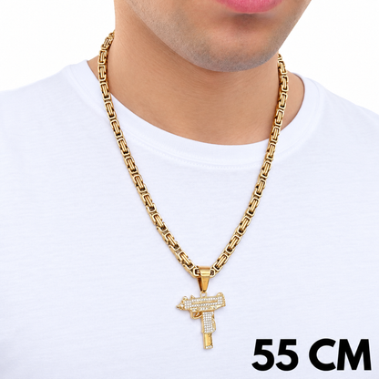 SET - Gold Royal Chain 6mm + UZI Pendant Gold
