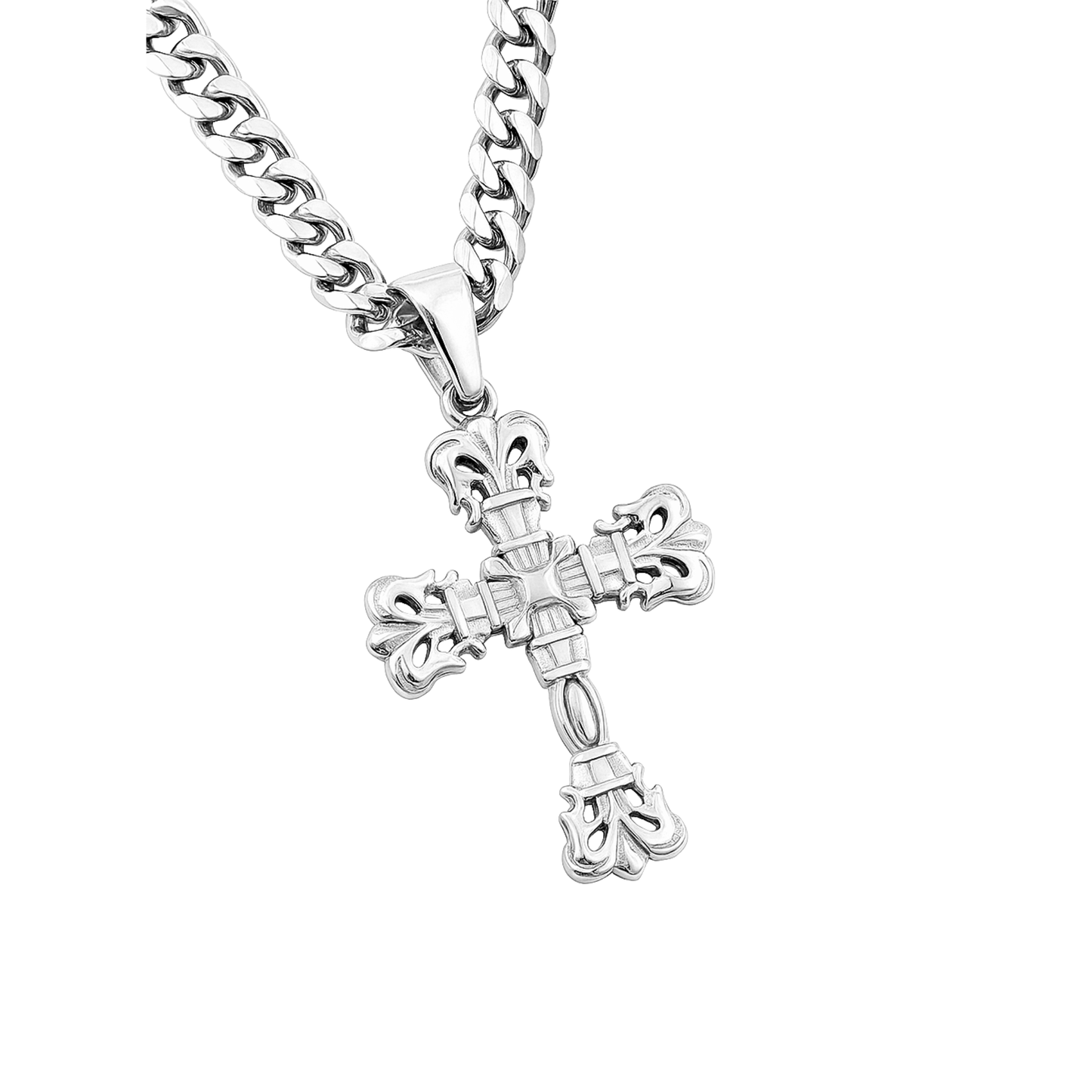 Baroque Cross Pendant White Gold