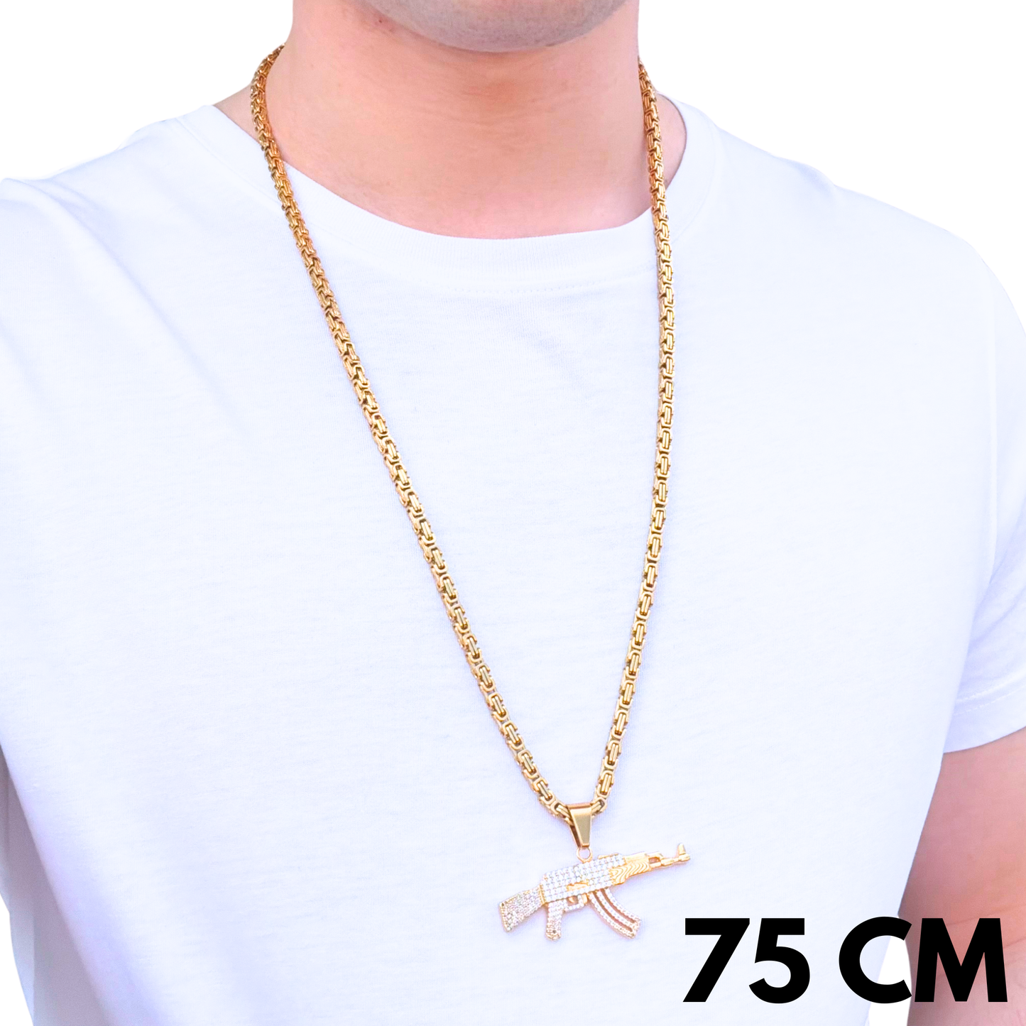 SET - Gold Royal Chain 4mm + AK Pendant Gold