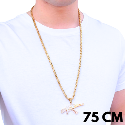 SET - Gold Royal Chain 4mm + AK Pendant Gold