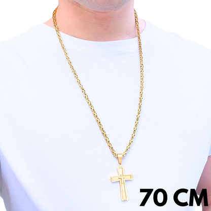 SET - Gold Royal Chain 4mm + Monarch's Cross Pendant Gold
